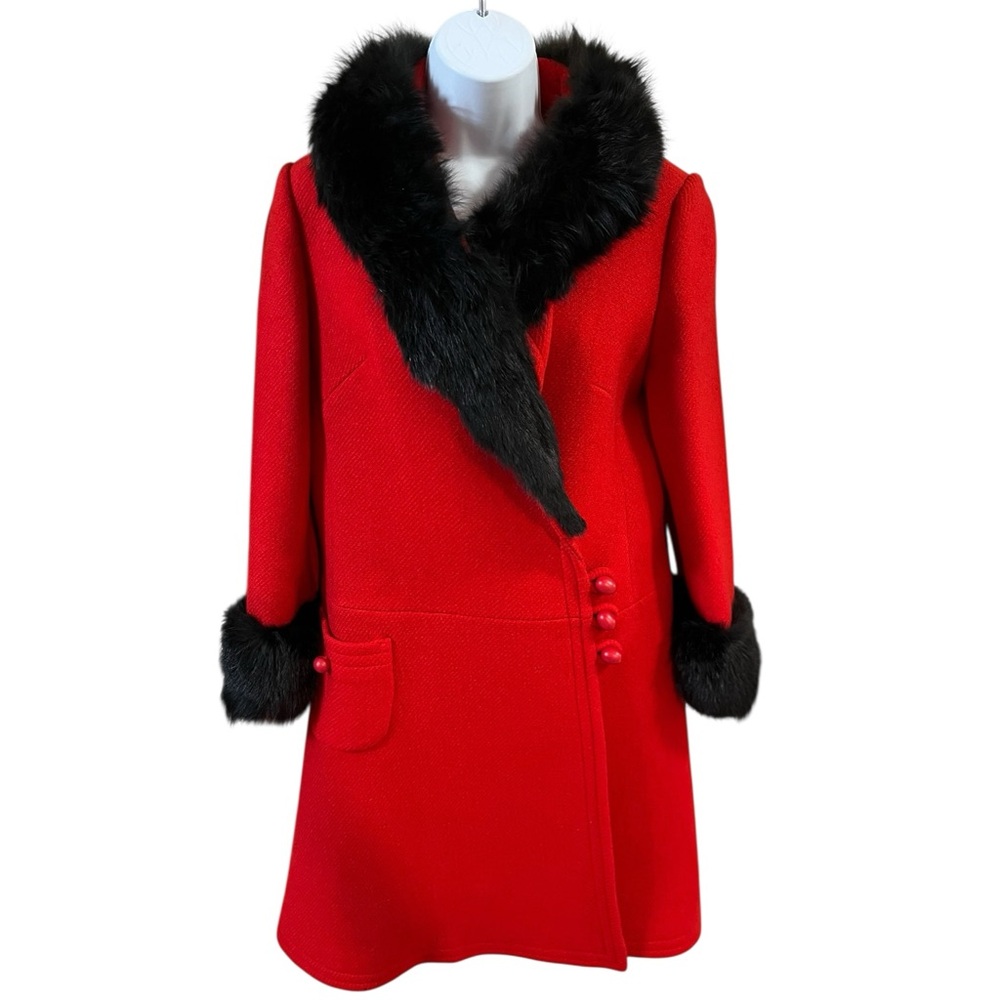 Vintage Michel Daniel Women’s Wool Fur Coat Paris France 50s 60s